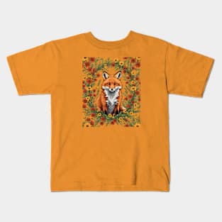 Mississippi Red Fox Surrounded By Tickseed Flowers Kids T-Shirt